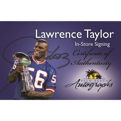 Lawrence Taylor Autographed New York Giants (White #56) Deluxe Framed Jersey - JSA