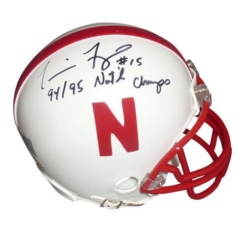 Tommie Frazier Autographed Nebraska Huskers Mini Helmet w/ "94-95 National Champs"