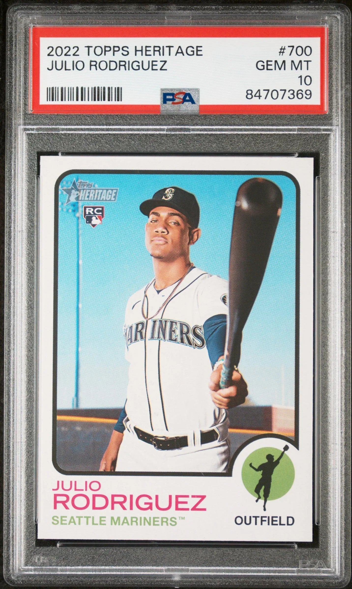 2022 TOPPS HERITAGE JULIO RODRIGUEZ #700 - PSA 10 ROOKIE CARD