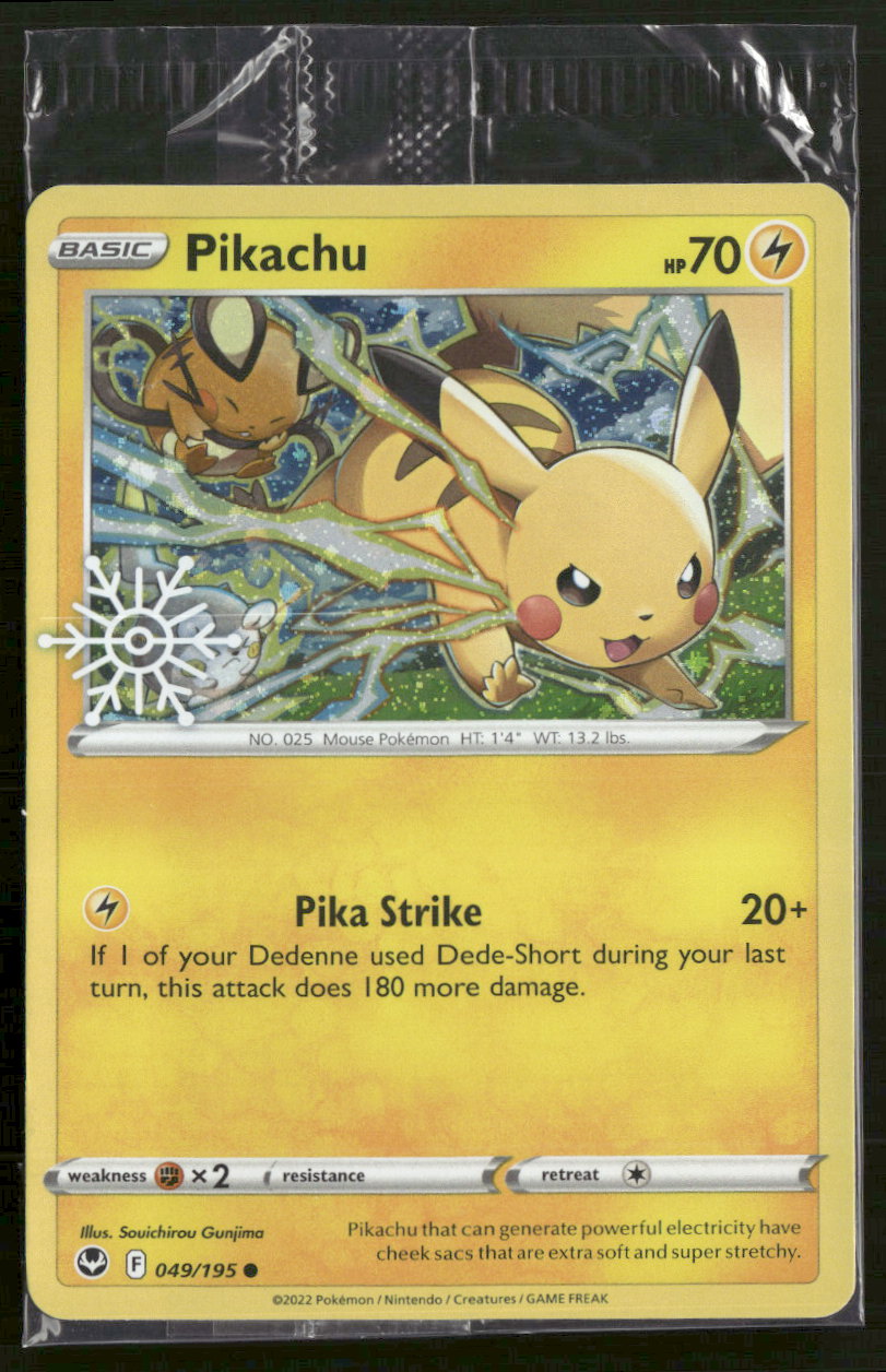 Pikachu - Silver Tempest - 049/195 (Holiday Calendar Snowflake Stamp) - Near Mint