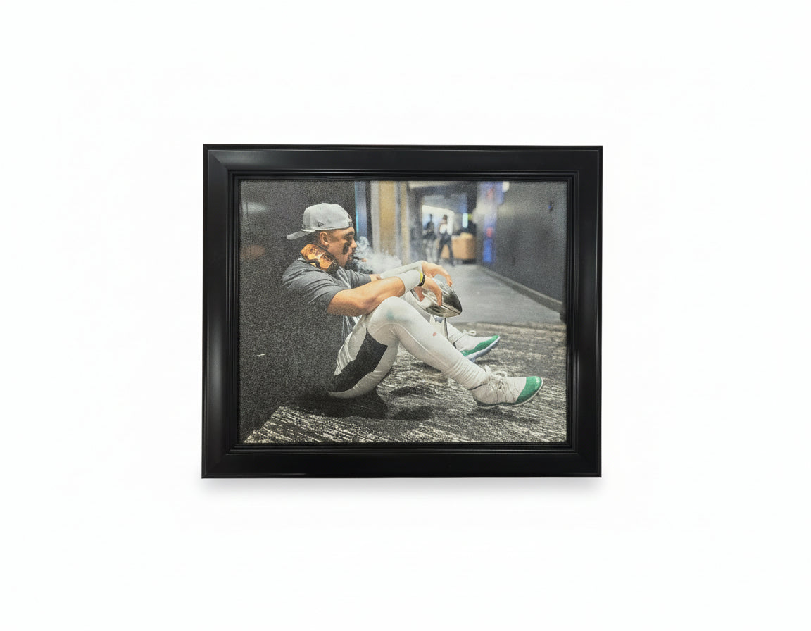 Jalen Hurts Cigar & Trophy Philadelphia Eagles Super Bowl Champions 8" x 10" Framed Football Canvas