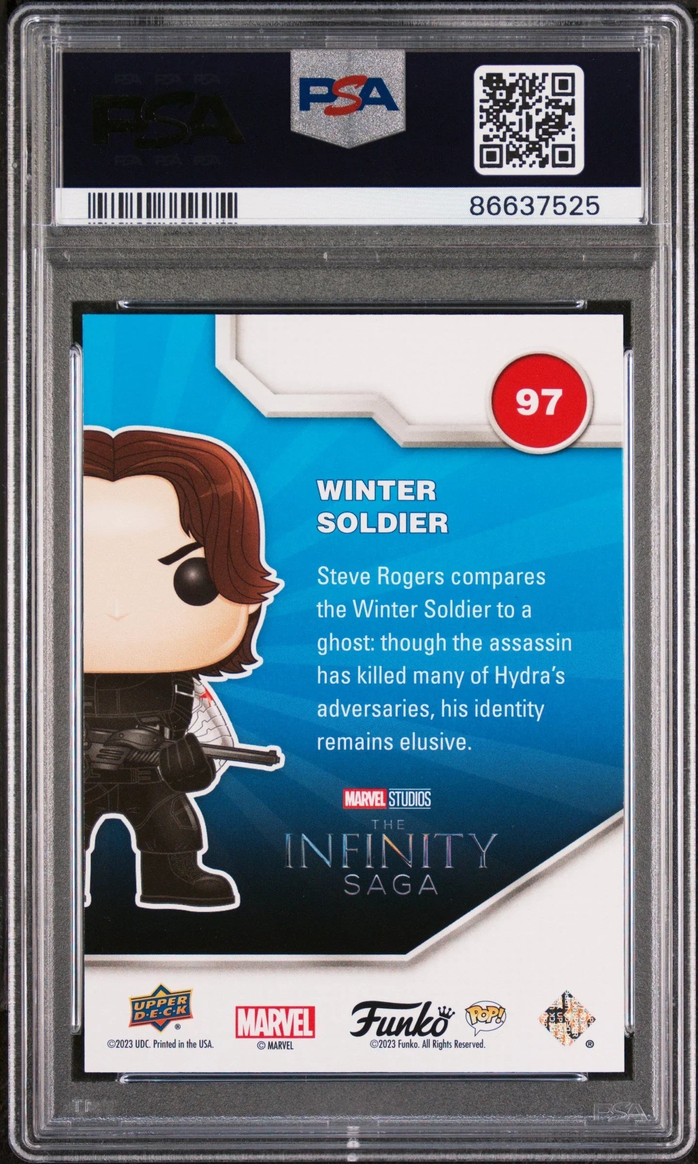 2023 UPPER DECK FUNKO POP MARVEL WINTER SOLDIER CONFETTI BOMB #97 PSA 10
