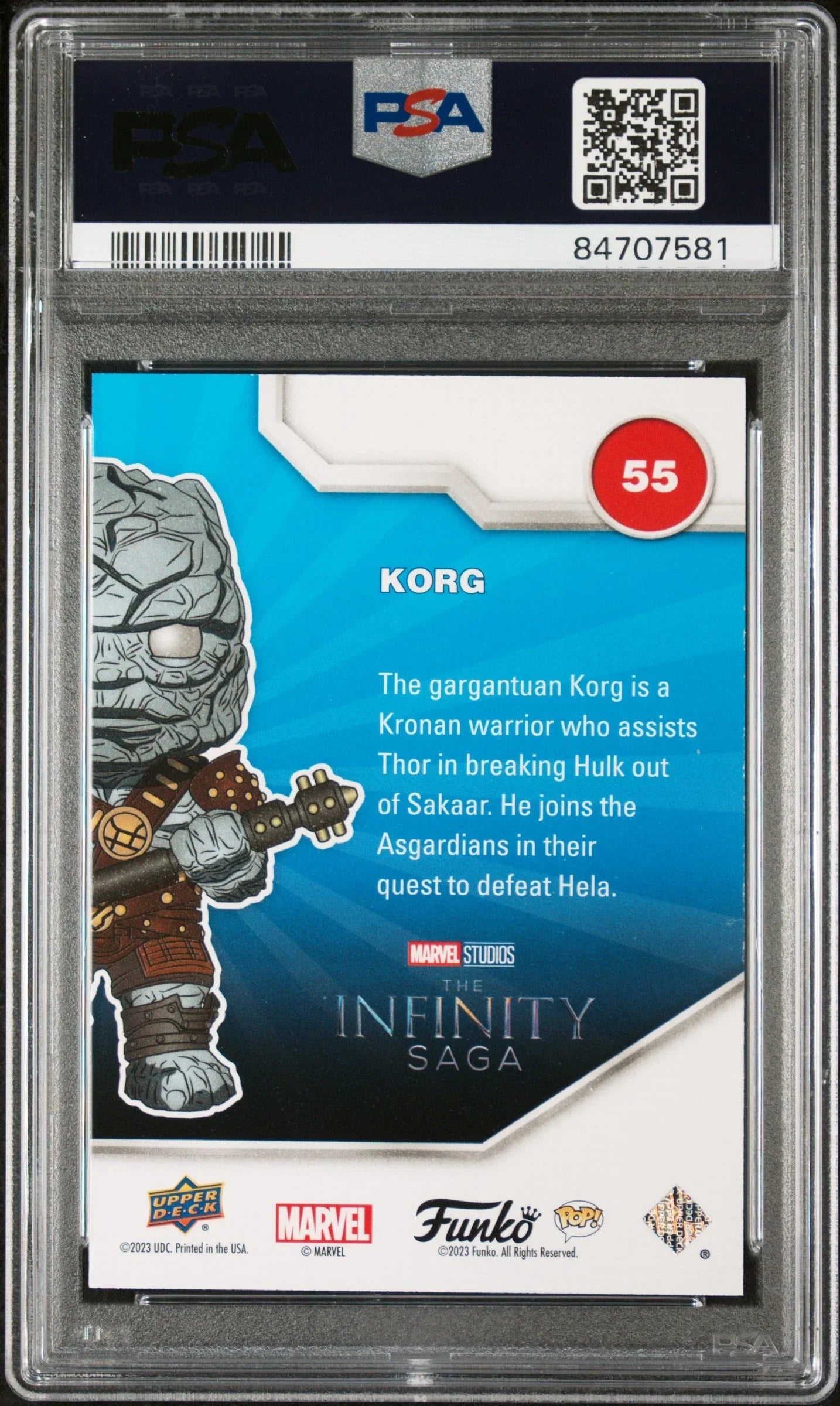 2023 UPPER DECK FUNKO POP MARVEL KORG PATINA #55 PSA 10