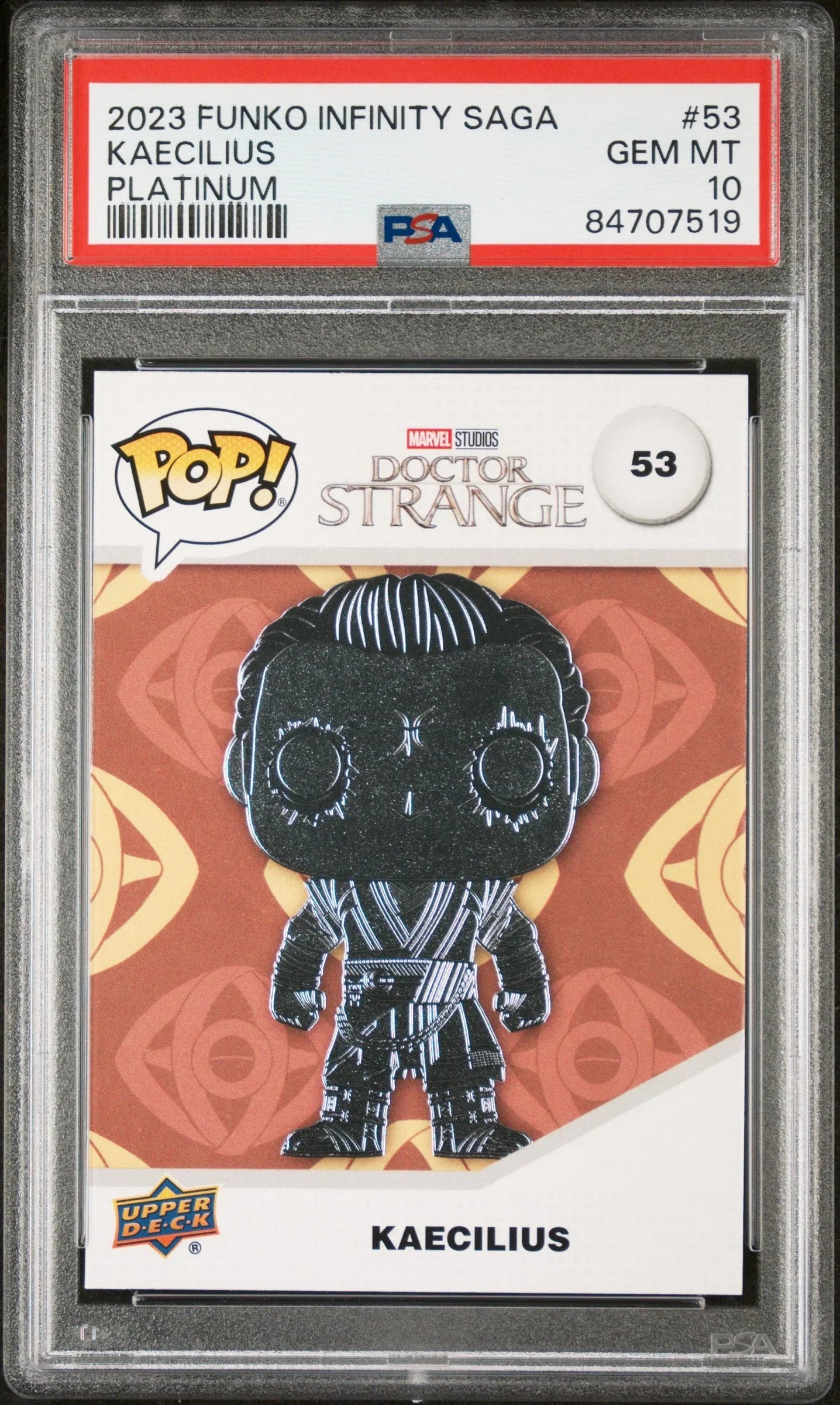 2023 UPPER DECK FUNKO POP MARVEL KAECILIUS PLATINUM #53 PSA 10
