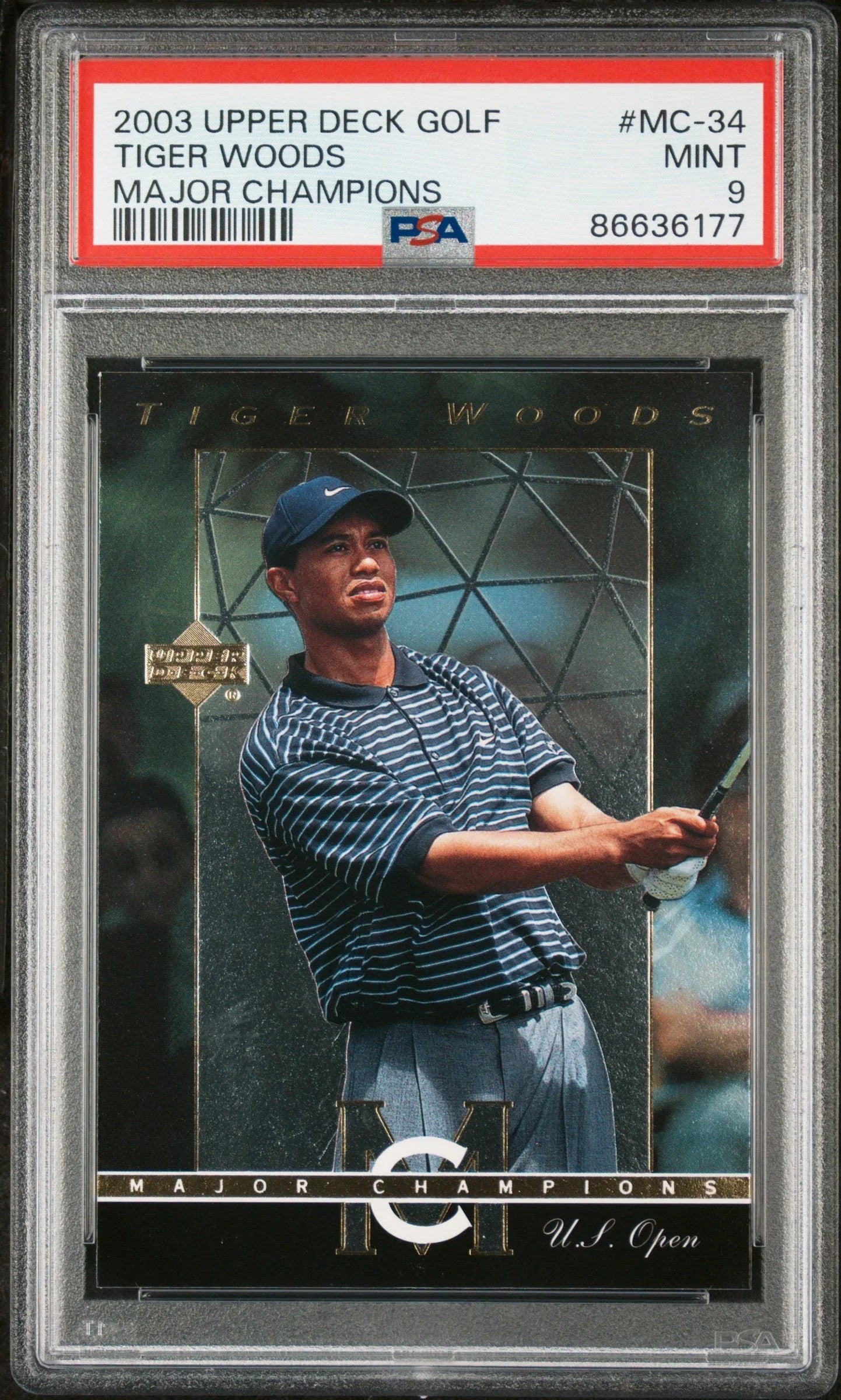 2003 UPPER DECK MAJOR CHAMPIONS TIGER WOODS MAJOR CHAMPIONS #MC-34 - PSA 9