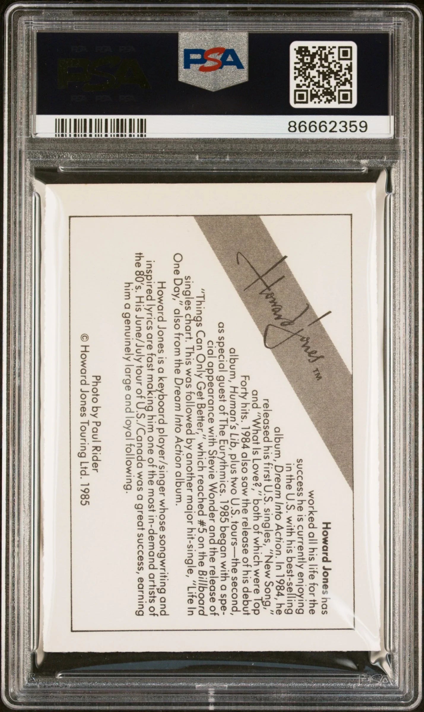 1985 WONDER BREAD ROCK STARS HOWARD JONES ROCK STARS # - PSA 8