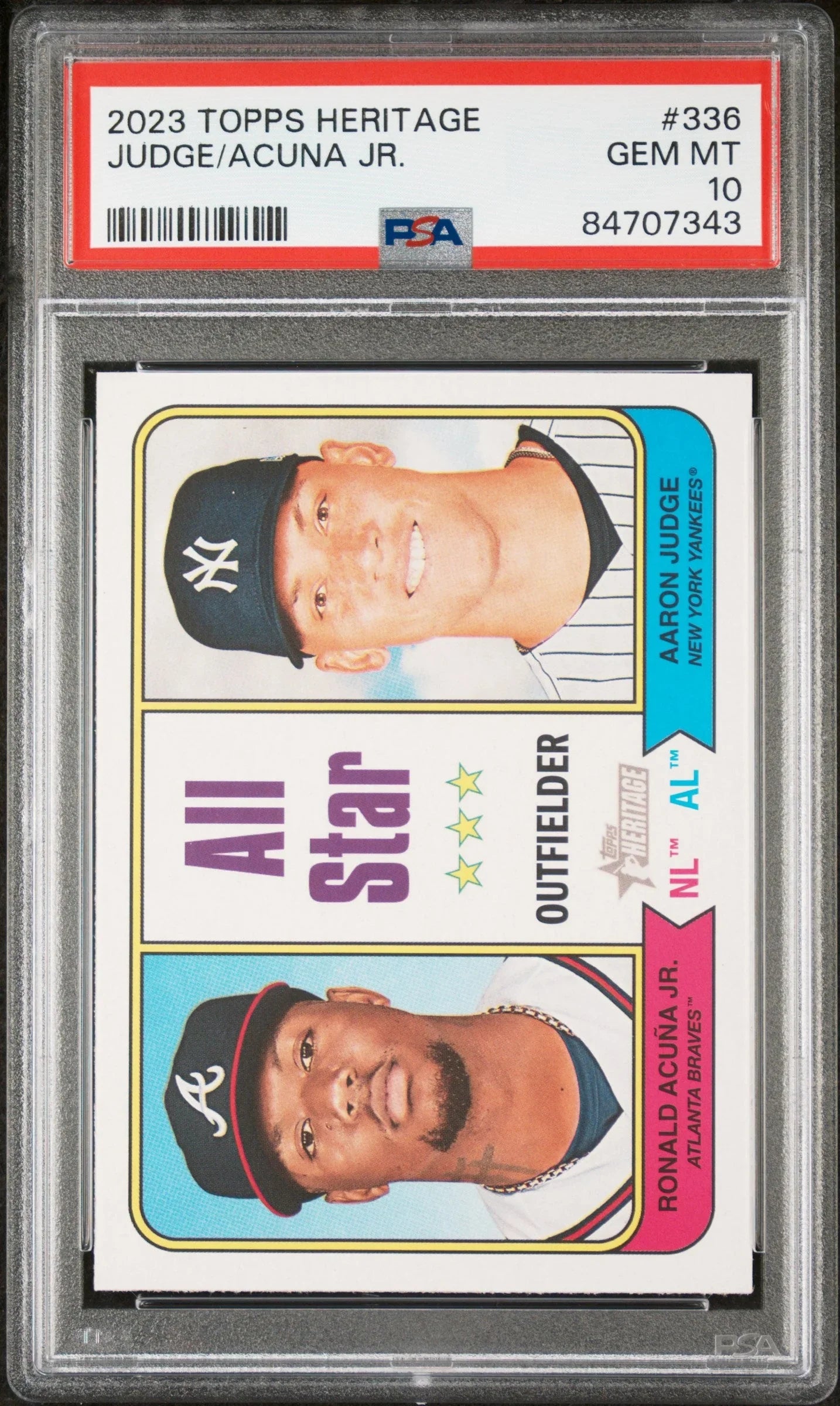 2023 TOPPS HERITAGE ACUNA JR/JUDGE #336 - PSA 10