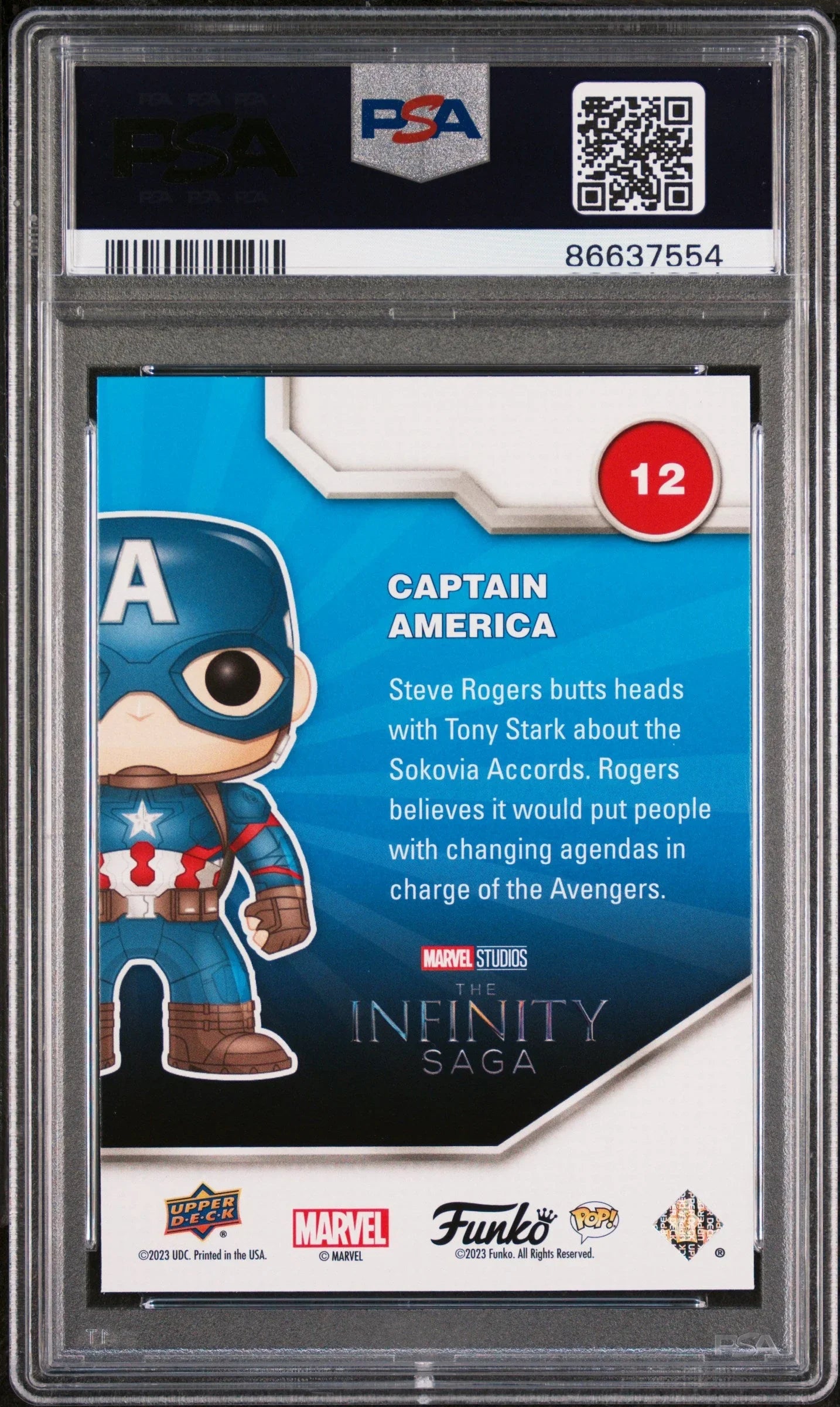 2023 UPPER DECK FUNKO POP MARVEL CAPTAIN AMERICA PLATINUM #12 PSA 10