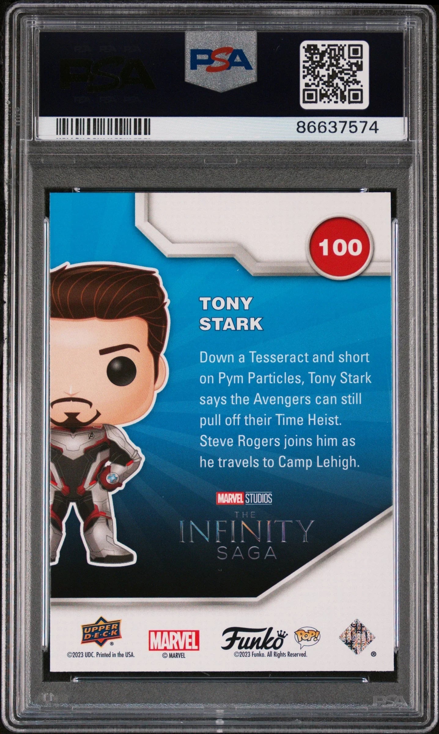 2023 UPPER DECK FUNKO POP MARVEL TONY STARK SPECTRUM #100 PSA 10