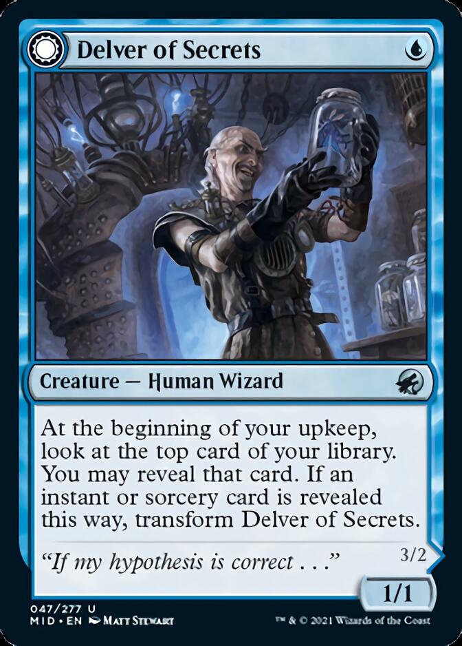 Delver of Secrets // Insectile Aberration (MID-047) - Innistrad: Midnight Hunt: (Double Faced Transform) Foil