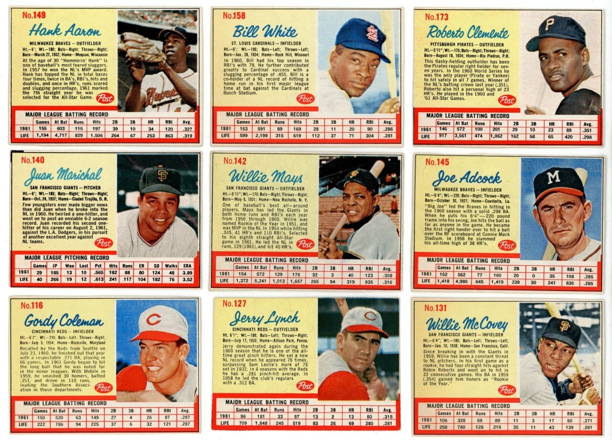1962 POST CEREAL BASEBALL COMPLETE SET BREAK - 5 CARDS PER BOX! 1 HOFER PER BOX!