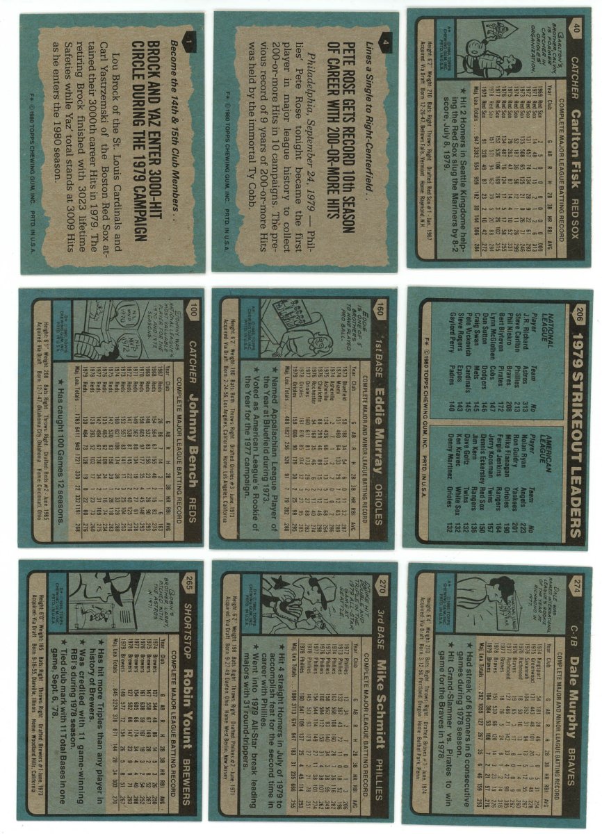 1980 TOPPS COMPLETE SET BREAK - 30 CARDS PER BOX! 2 HOFERS PER BOX!