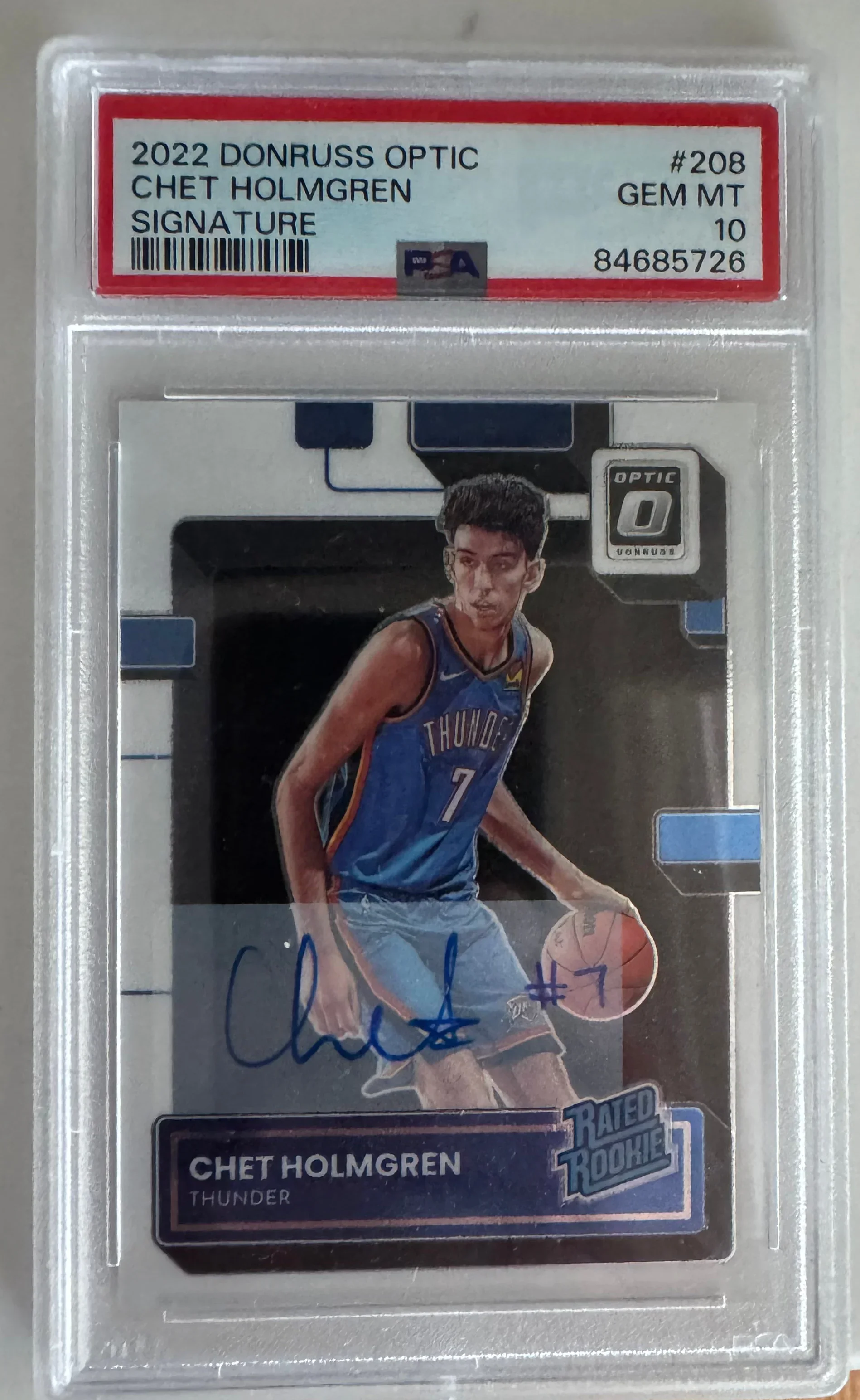 Chet Holmgren 2022 Donruss Optic Signatures Autograph Card #208- PSA Gem Mint 10 POP 32!
