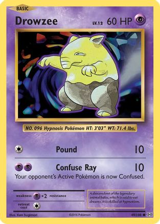 Drowzee 049/108 - XY  Evolutions Reverse Holofoil