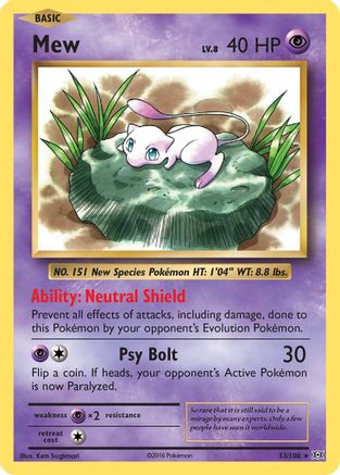 Mew 053/108 - XY  Evolutions Reverse Holofoil