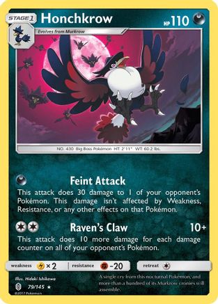 Honchkrow 079/145 - SM  Guardians Rising Reverse Holofoil