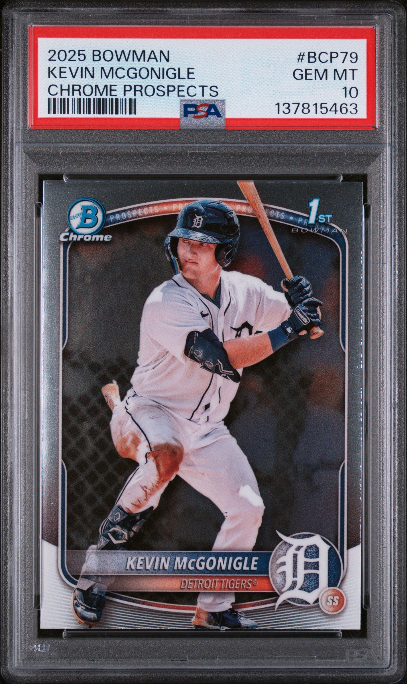 Graded 2025 Topps Bowman Chrome Kevin McGonigle #BCP79 Chrome Prospects Rookie RC Baseball Card PSA 10 Gem Mint