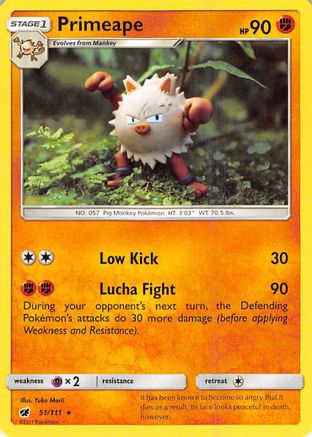 Primeape 051/111 - SM  Crimson Invasion Reverse Holofoil