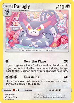 Purugly 109/156 - SM  Ultra Prism Reverse Holofoil