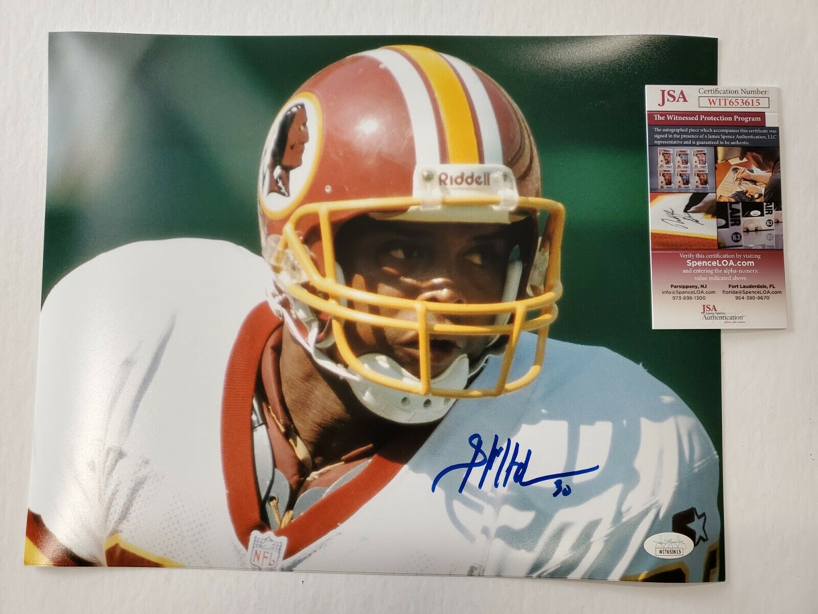 WASHINGTON FOOTBALL TEAM BRIAN MITCHELL AUTOGRAPHED 11x14 PHOTO JSA COA