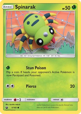 Spinarak 005/168 - SM  Celestial Storm Reverse Holofoil