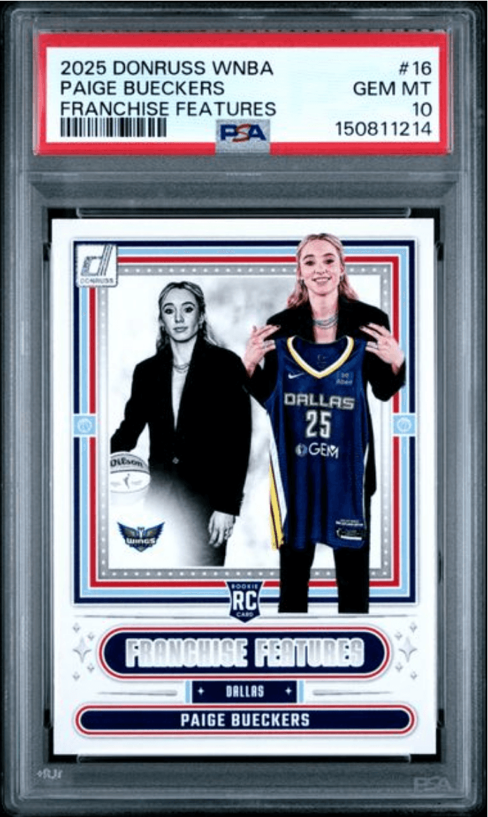 Graded 2025 Panini Donruss WNBA Paige Bueckers #16 Franchise Features Rookie RC Basketball Card PSA 10 Gem Mint