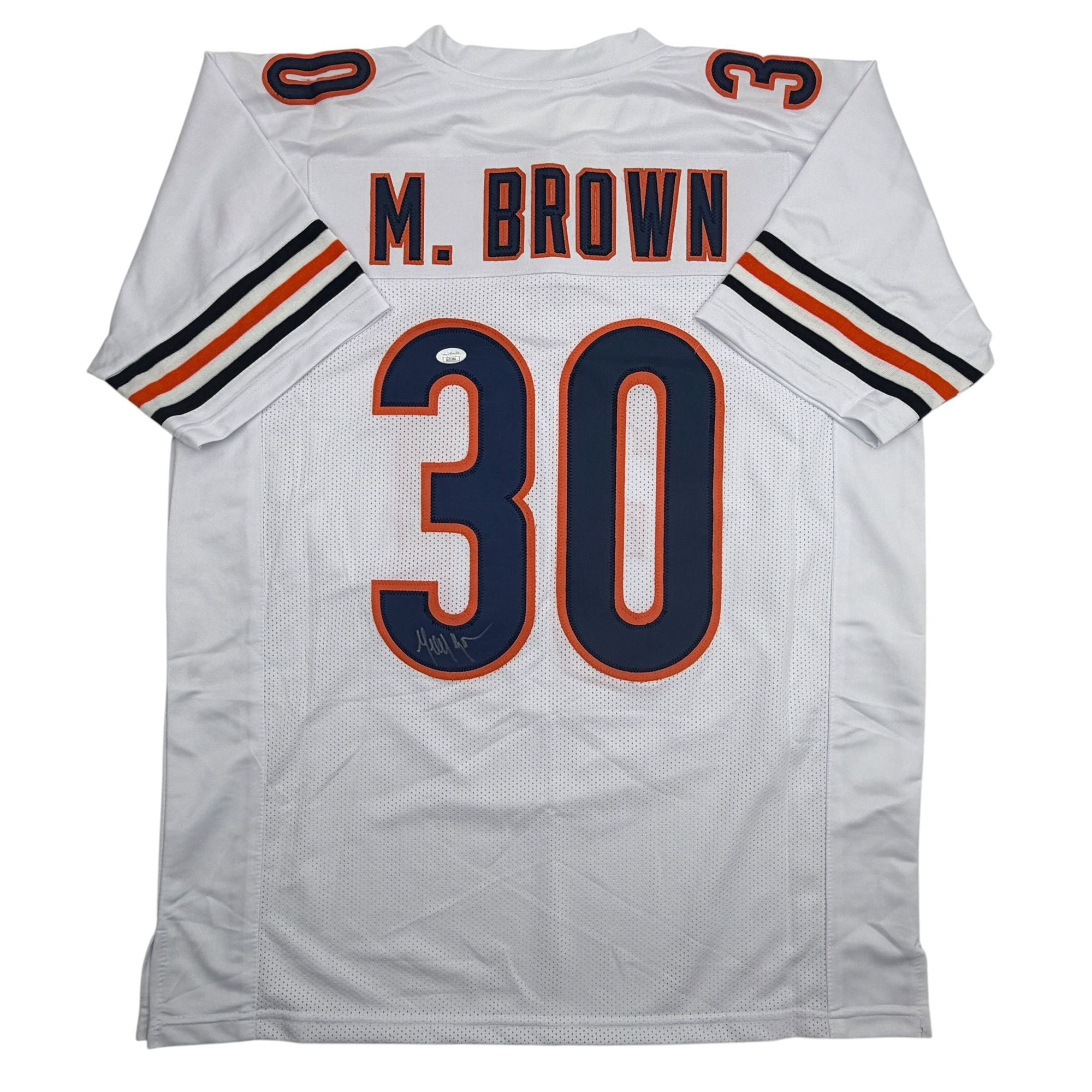 Autographed/Signed Mike Brown Chicago White Football Jersey JSA COA