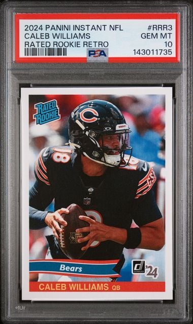 Graded 2024 Panini Instant NFL Caleb Williams #RRR3 Rated Rookie Retro Rookie RC Football Card PSA 10 Gem Mint