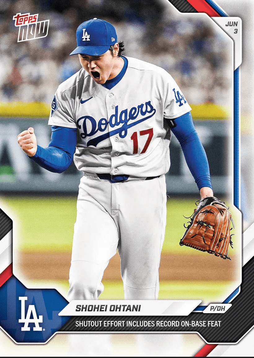 2026 Topps Now Shohei Ohtani #285 Shutout Effort Includes Record On Base Feat Los Angeles Dodgers Baseball Card