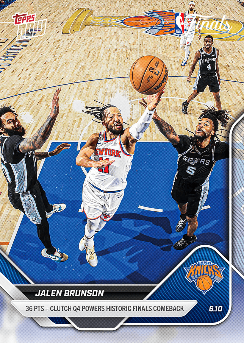 2025 Topps Now Jalen Brunson #337 36 Points + Clutch 4th Quarter Powers Historic Finals Comeback New York Knicks Basketball Card
