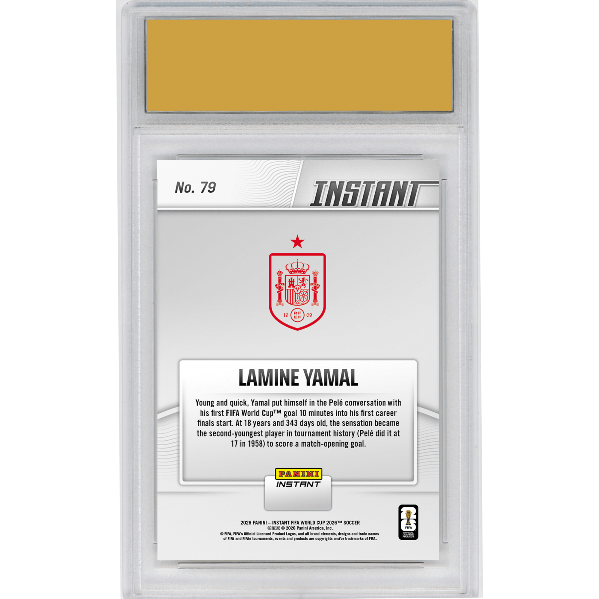Graded 2026 Panini Instant FIFA World Cup Lamine Yamal #79 Heir Apparent Opens Account Royally Fast Spain Soccer Card HOFSM 10 Gem Mint