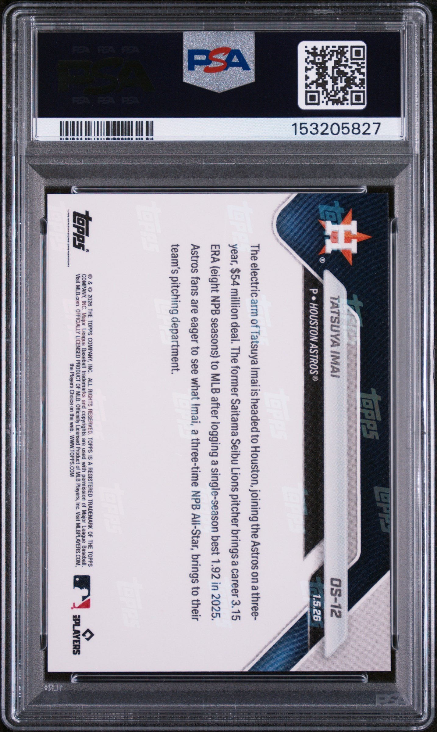 Graded 2025 Topps Now Tatsuya Imai #OS-12 Rookie RC Baseball Card PSA 10 Gem Mint
