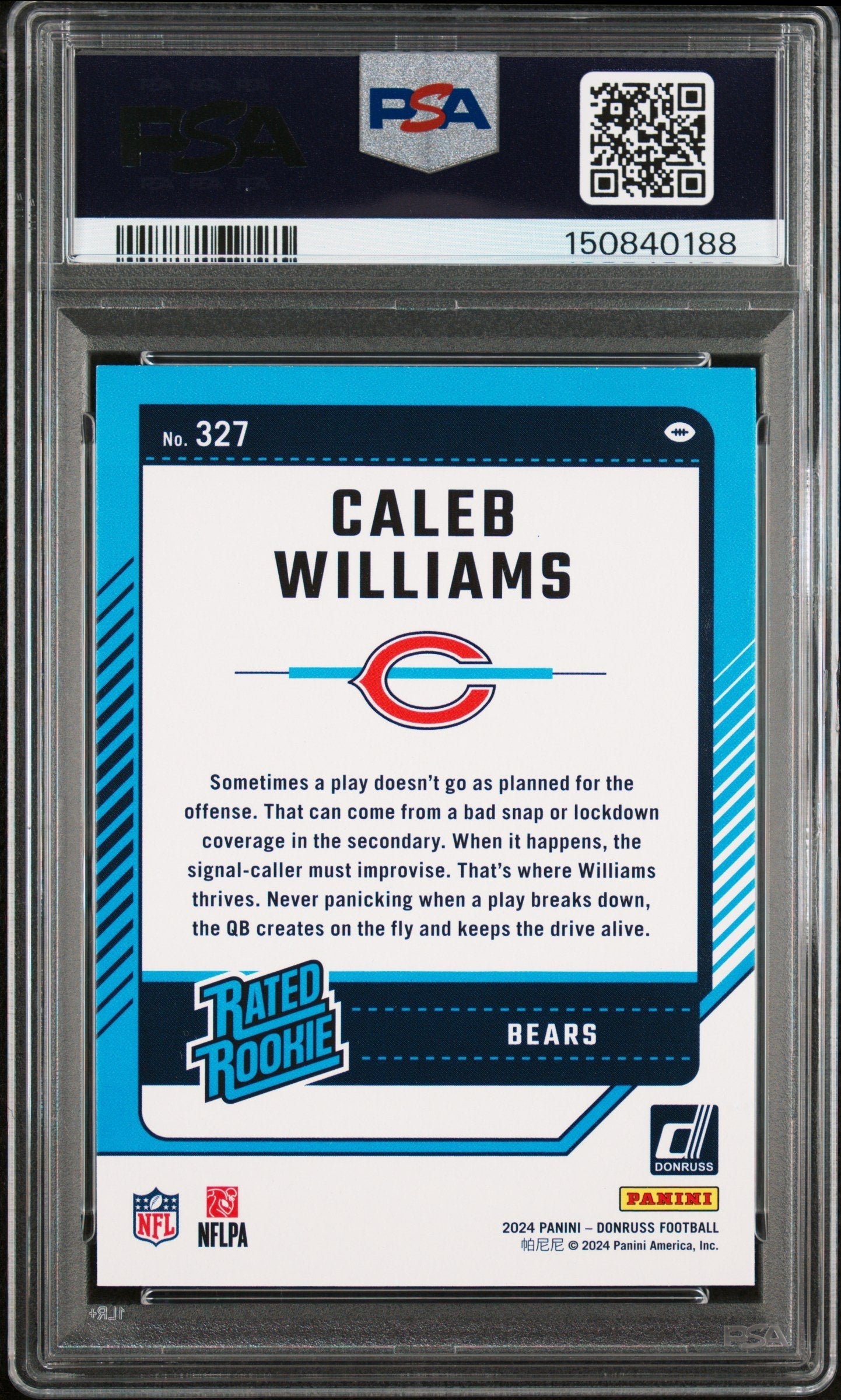 Graded 2024 Donruss Caleb Williams #327 Rookie RC Football Card PSA 9 Mint
