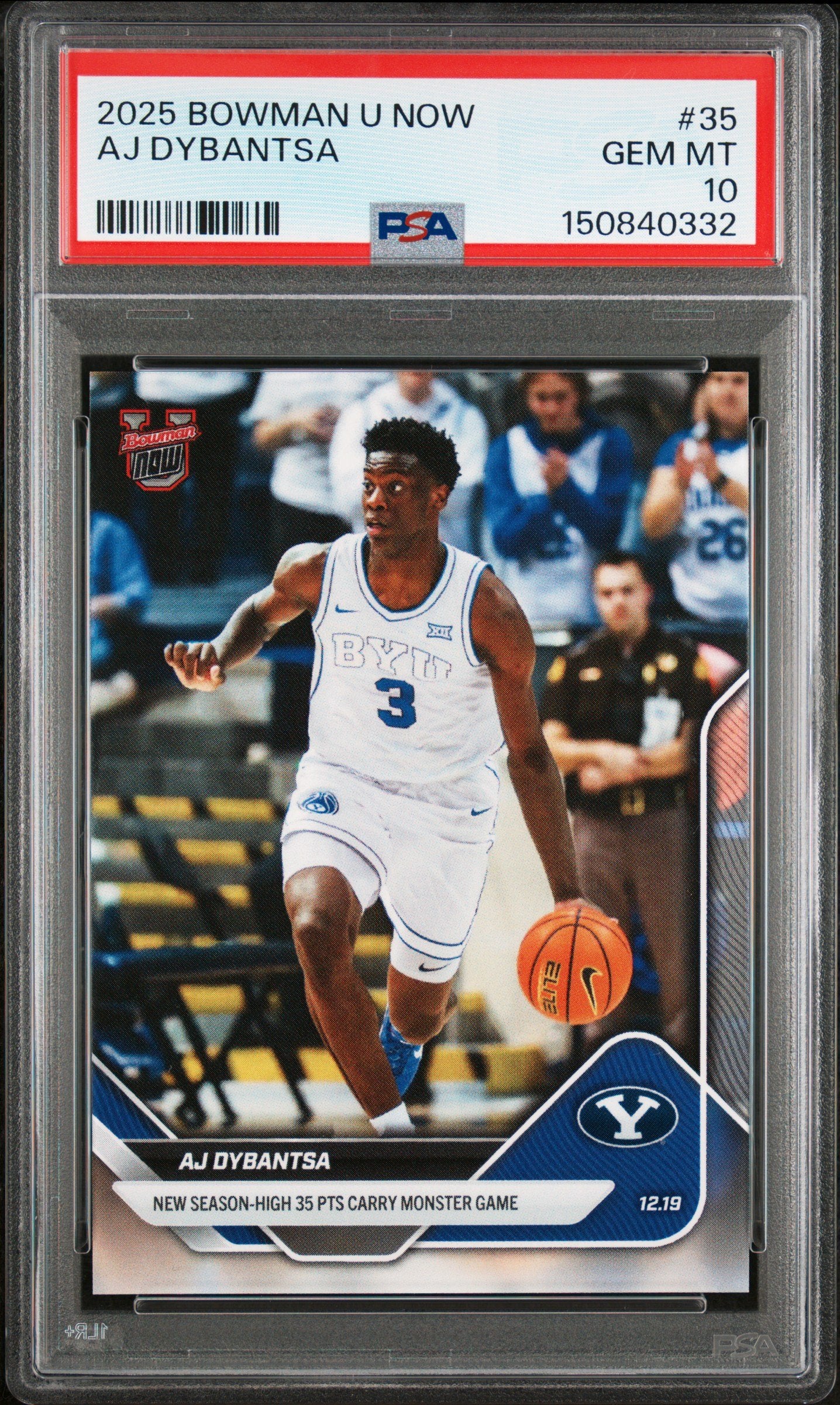 Graded 2025 Topps Bowman U Now AJ Dybantsa #35 Rookie RC Basketball Card PSA 10 Gem Mint