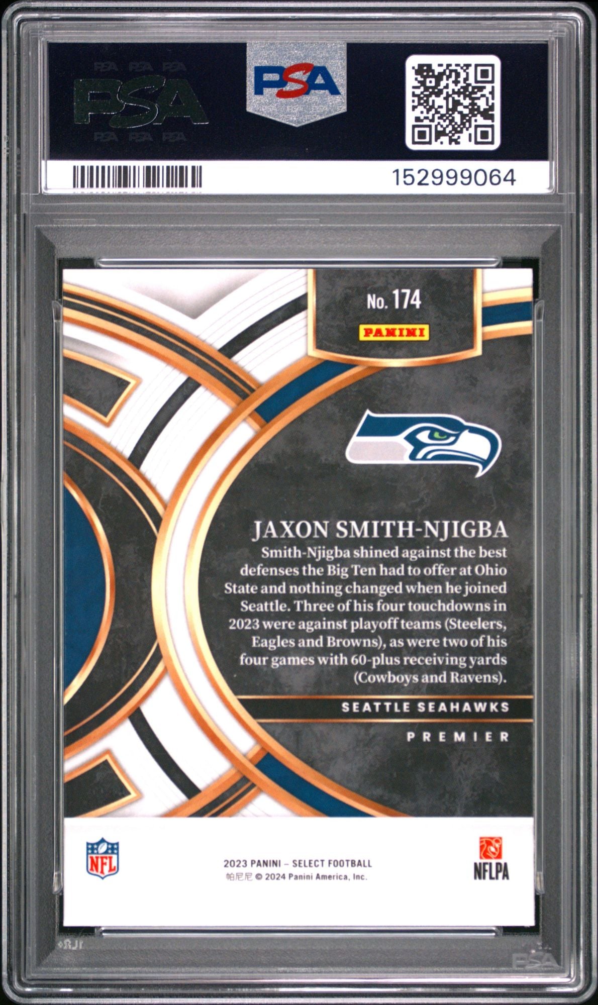 Graded 2023 Panini Select Jaxon Smith Njigba #174 Rookie RC Football Card PSA 10 Gem Mint