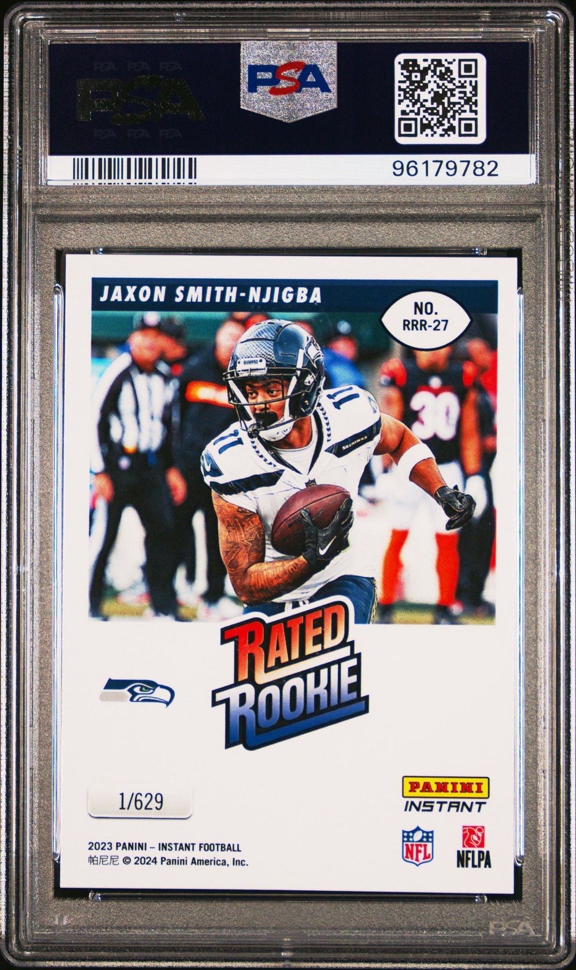 Graded 2023 Panini Instant Jaxon Smith Njigba #RRR27 Rated Rookie Retro RC Football Card PSA 10 Gem Mint
