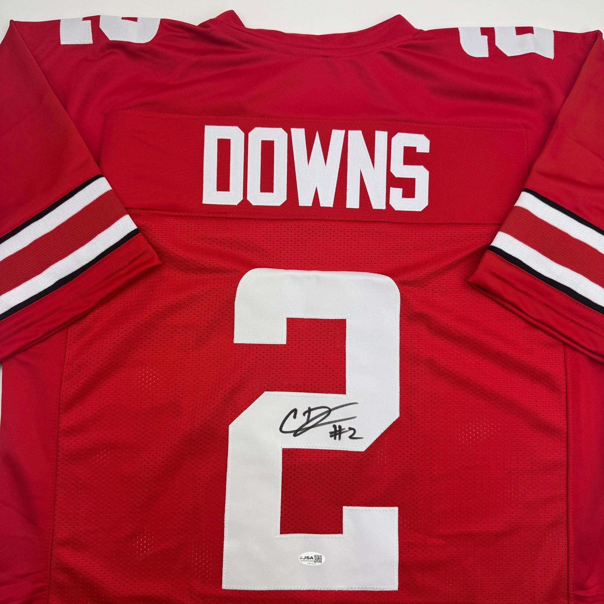 Autographed/Signed Caleb Downs Ohio State Red College Football Jersey JSA COA