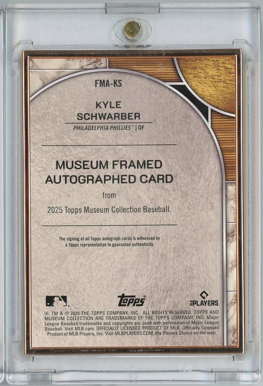 2025 Topps Museum Collection Kyle Schwarber #FMA-KS Museum Framed Autograph Card /35 Baseball Card