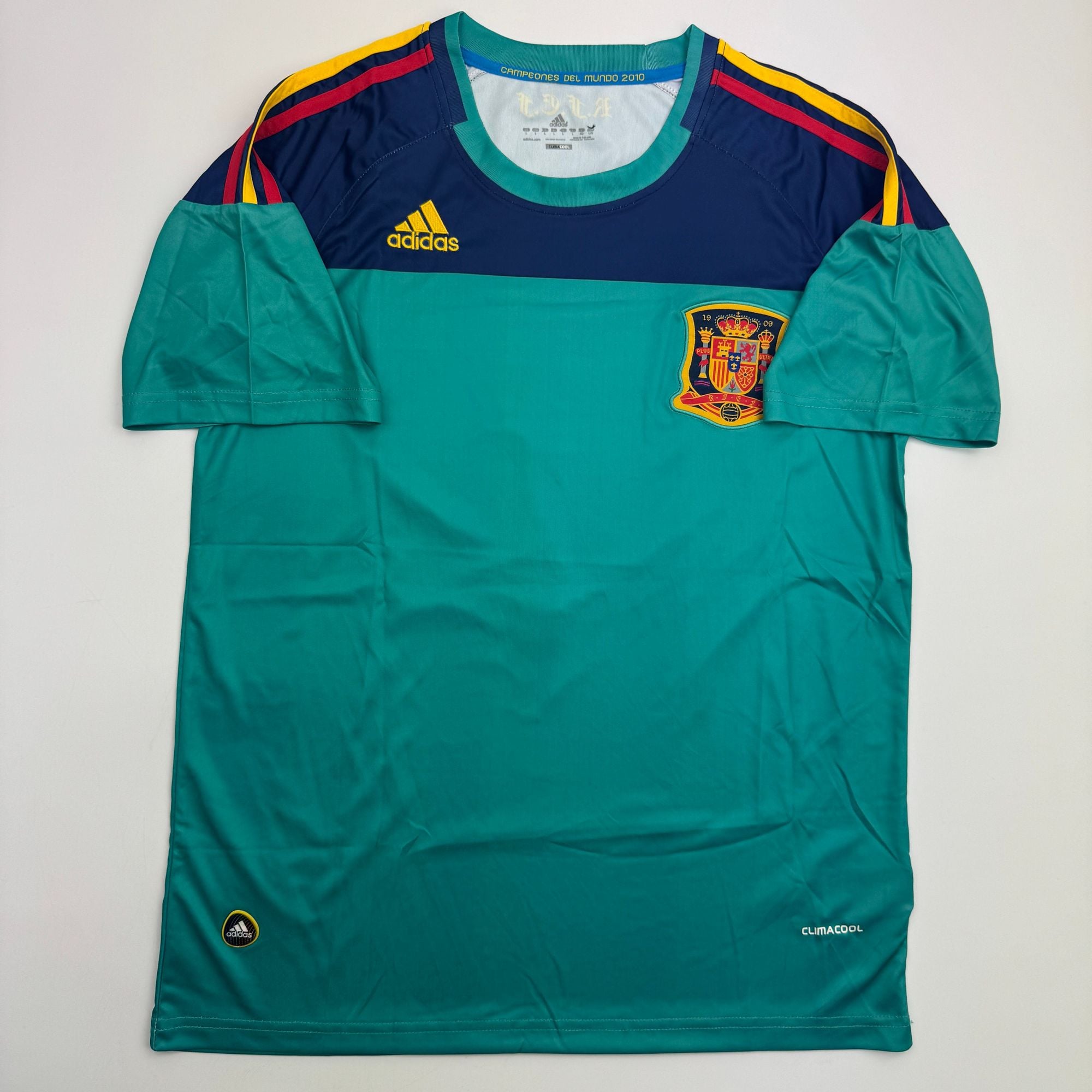 Autographed/Signed Iker Casillas Spain Teal Soccer Futbol Jersey Beckett BAS COA
