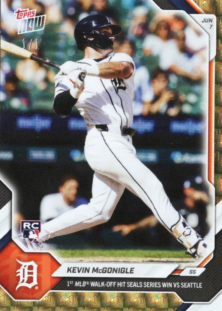 2026 Topps Now Kevin McGonigle #302 Foilfractor 1/1 1st MLB Walk Off Hit Seals Series Win Vs Seattle Detroit Tigers Rookie RC Baseball Card