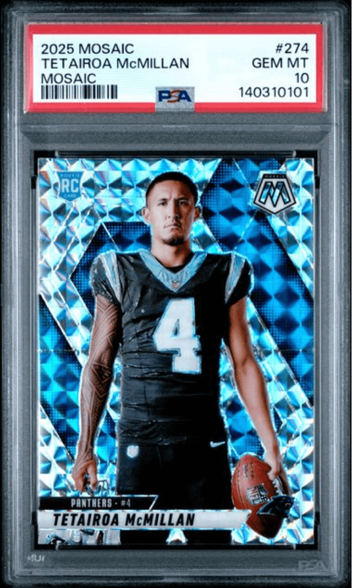 Graded 2025 Panini Mosaic Tetairoa McMillan #274 Mosaic Rookie RC Football Card PSA 10 Gem Mint