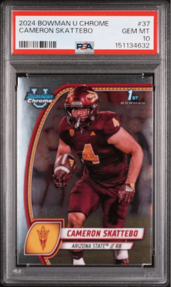Graded 2024 Topps Bowman U Chrome Cam Skattebo #37 Rookie RC Football Card PSA 10 Gem Mint