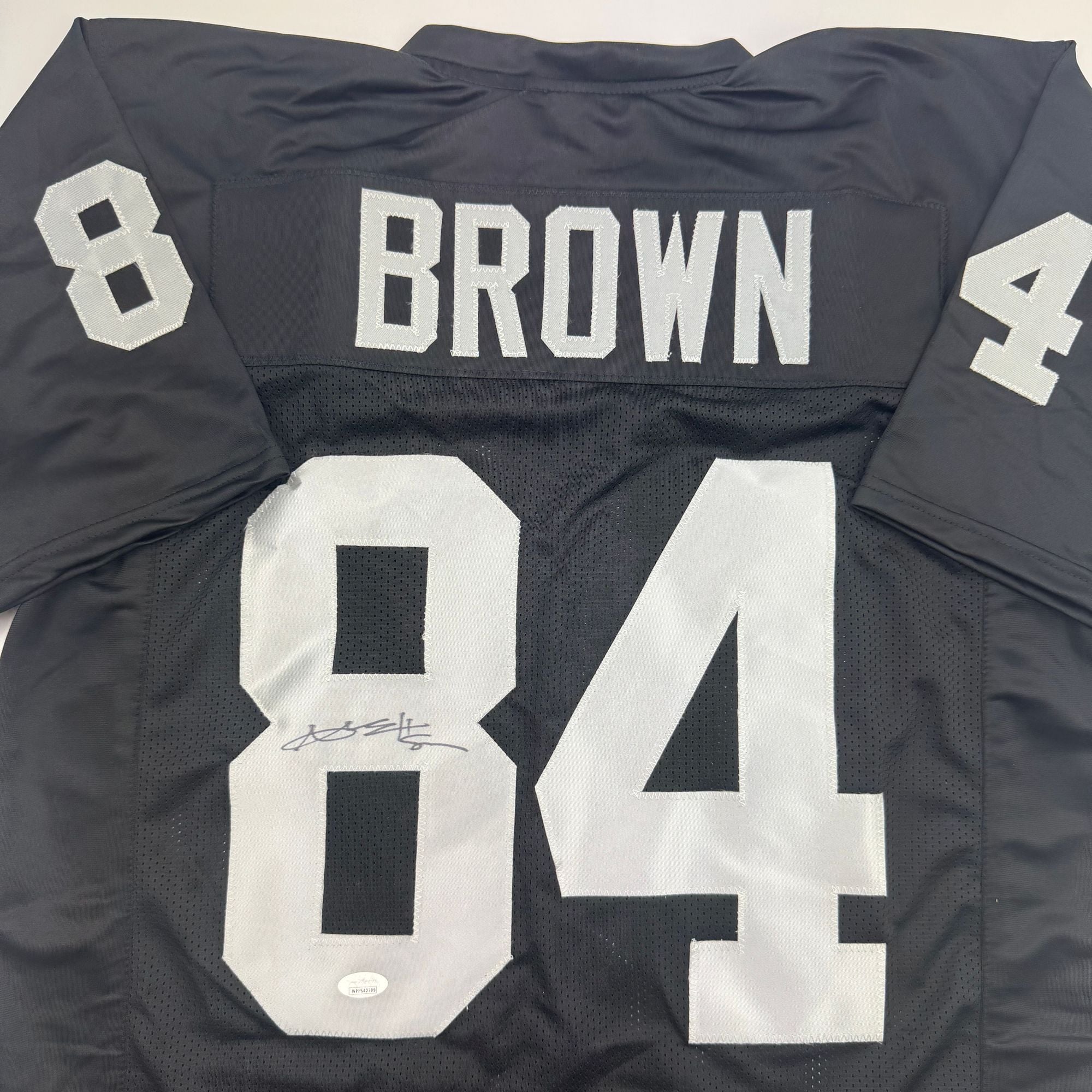 Autographed/Signed Antonio Brown Oakland Las Vegas Black Football Jersey JSA COA