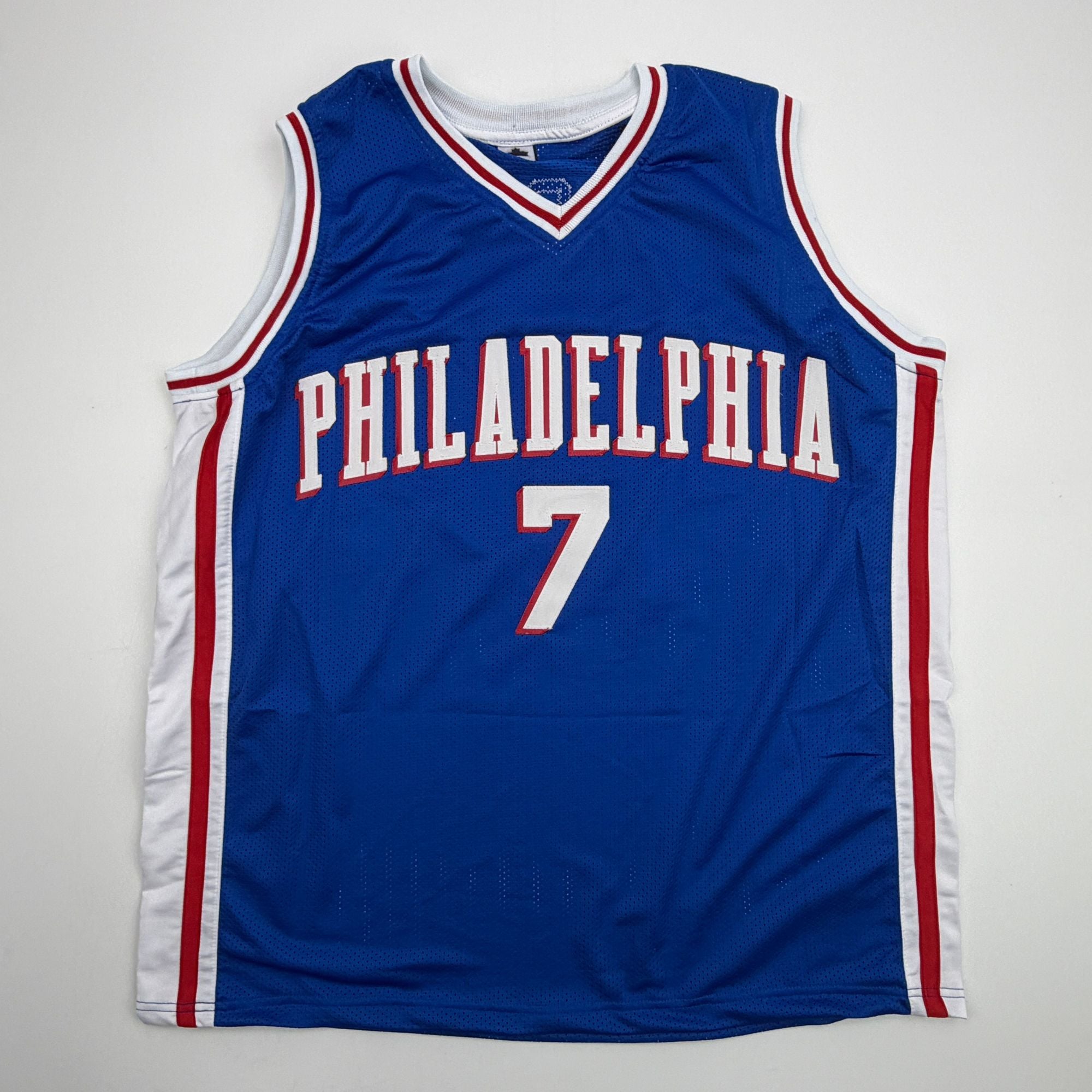 Autographed/Signed Jaylen Brown Philadelphia 76ers Blue Basketball Jersey Beckett BAS COA