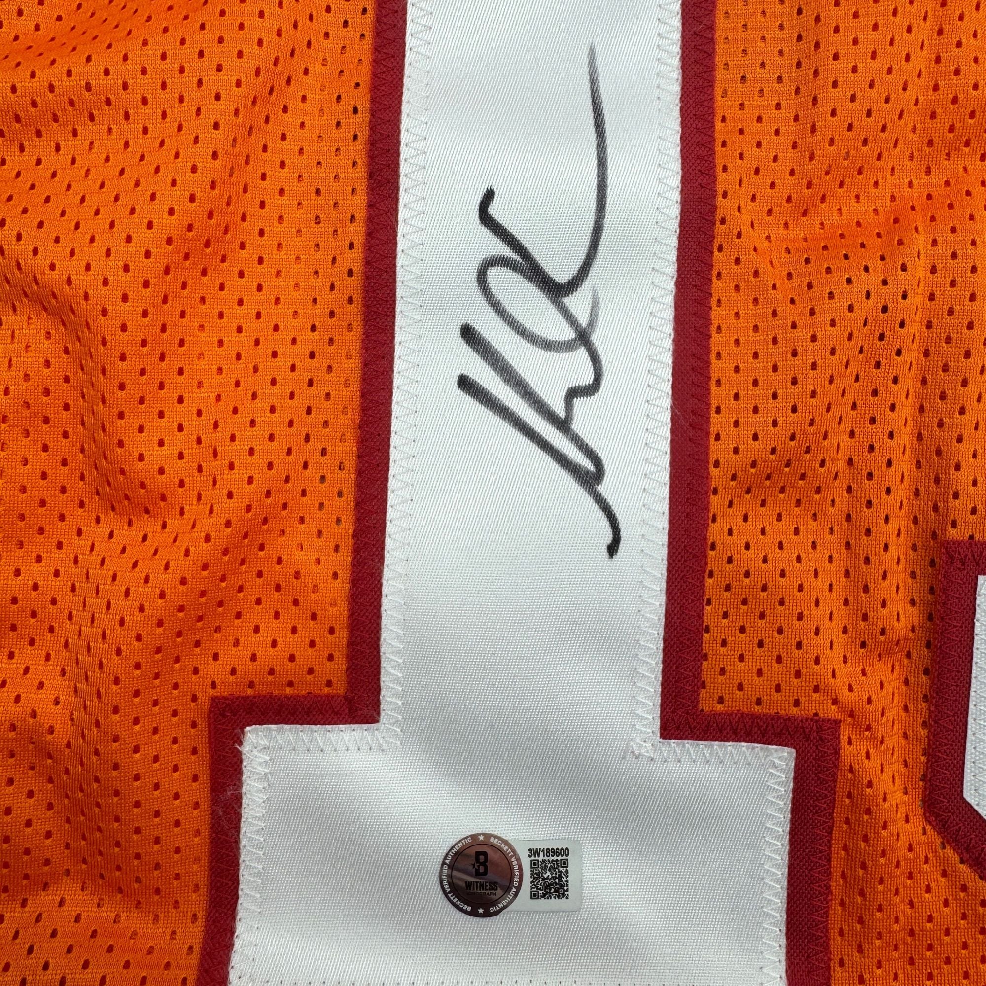 Autographed/Signed Mike Evans Tampa Bay Orange Creamsicle Football Jersey Beckett BAS COA