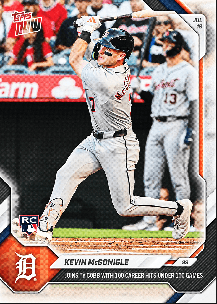 2026 Topps Now Kevin McGonigle #463 Joins Ty Cobb with 100 Career Hits Under 100 Games Detroit Tigers Rookie RC Baseball Card