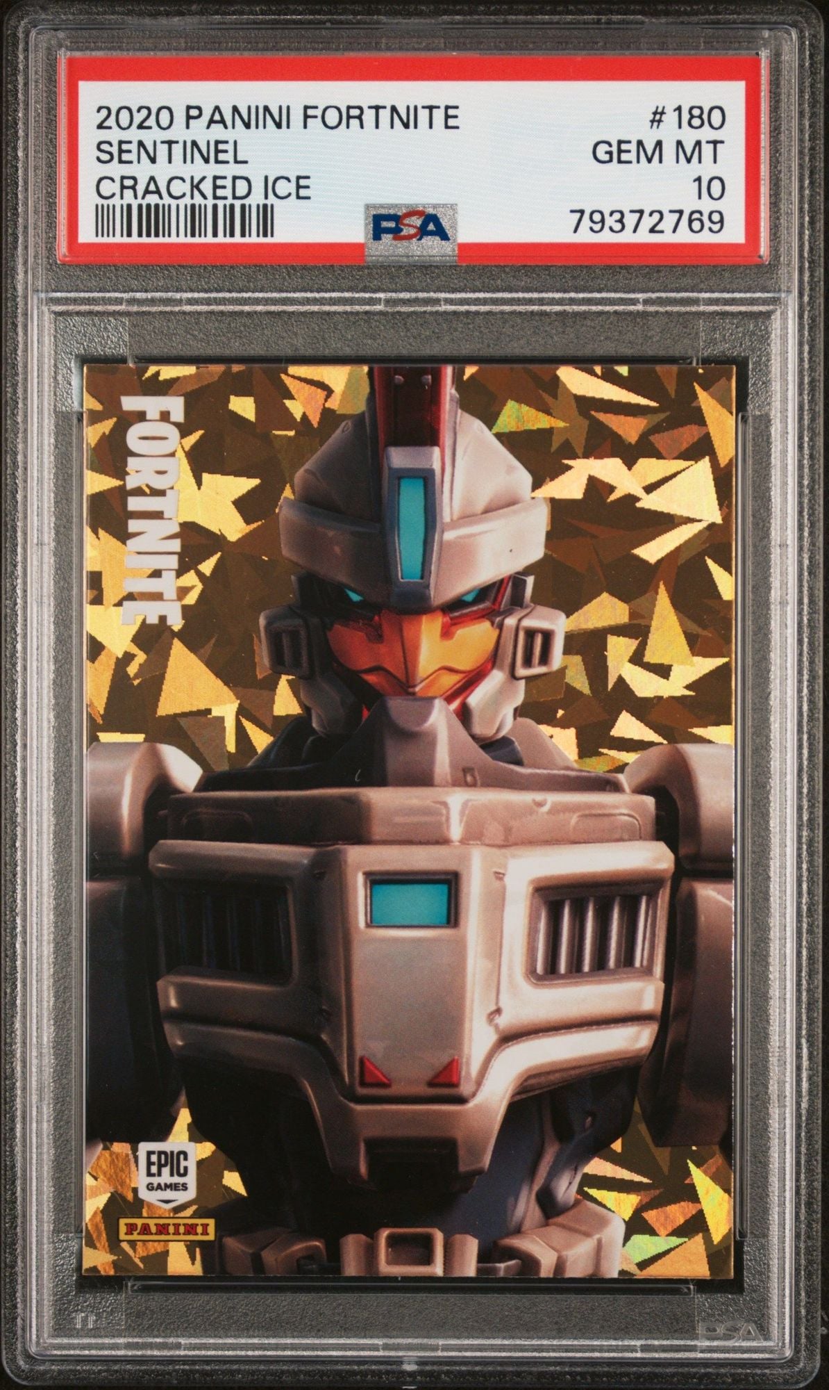Graded 2020 Panini Fortnite Sentinel #180 Cracked Ice Trading Card PSA 10 Gem Mint