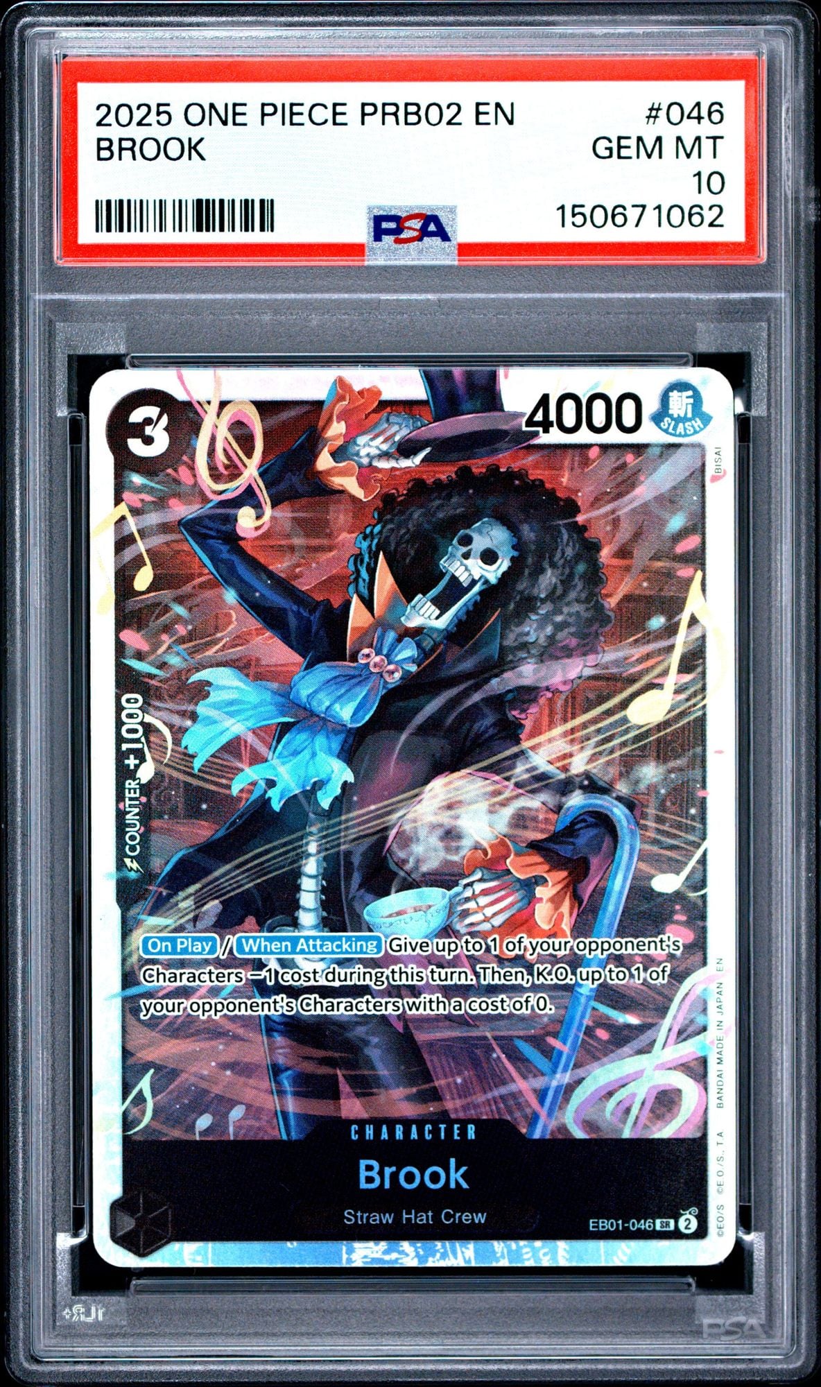 Graded 2025 One Piece Brook 046 PRB02 Trading Card Game PSA 10 Gem Mint