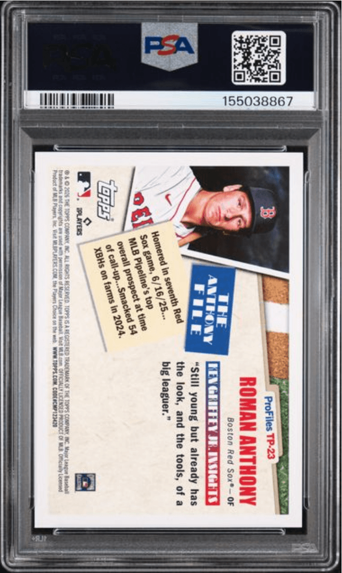 Graded 2026 Topps Roman Anthony #23 Topps Profiles Rookie RC Baseball Card PSA 10 Gem Mint