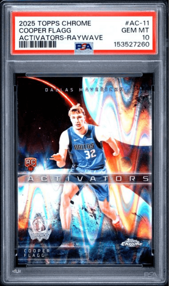 Graded 2025 Topps Chrome Cooper Flagg #AC11 Activators Raywave Rookie RC Basketball Card PSA 10 Gem Mint